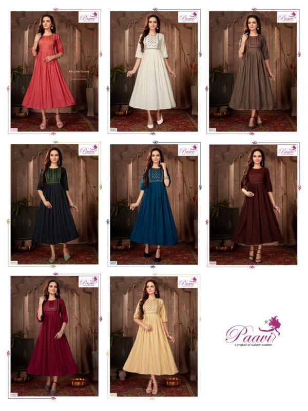 Paavi Falak 4 Fancy Wear Rayon Designer Long Kurti Collection